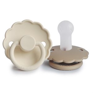 FRIGG Daisy - Round Silicone 2-Pack Pacifiers - Cream/Croissant - Size 2